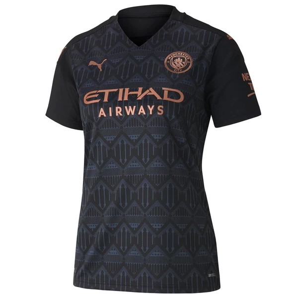 Camiseta Manchester City Replica Segunda Ropa Mujer 2020/21 Negro